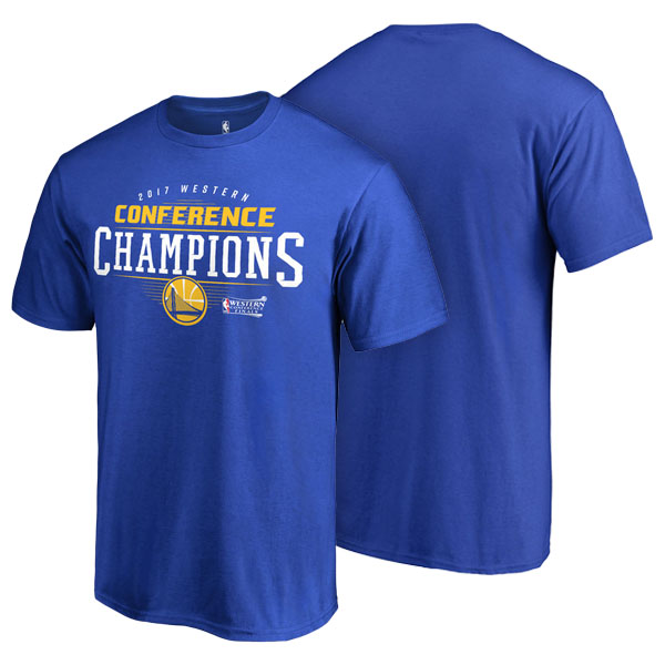 Men's  Golden State Warriors 2017 NBA the finals Western Conference Champions Locker Room Adidas Royal T-shirt